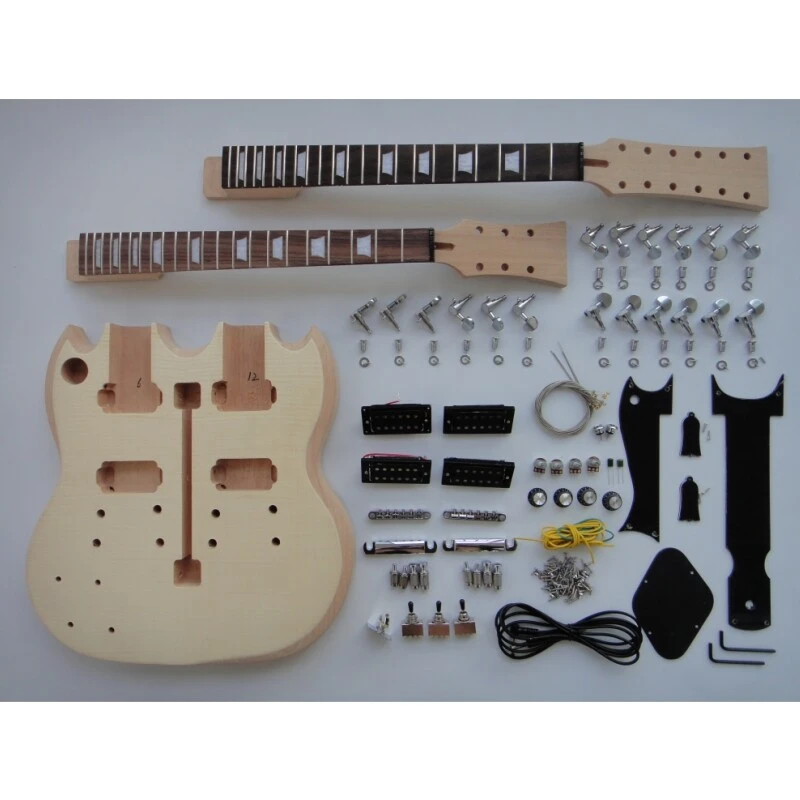 Afanti Mahogany Body with Flamed Maple Veneer 12+6 Electric Double Neck Guitar Kit