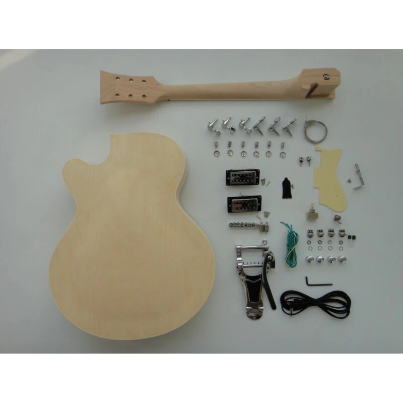  Afantile Maple Plywood with Spalted Maple Veneer Hollow Body Electric Guitar Kit
