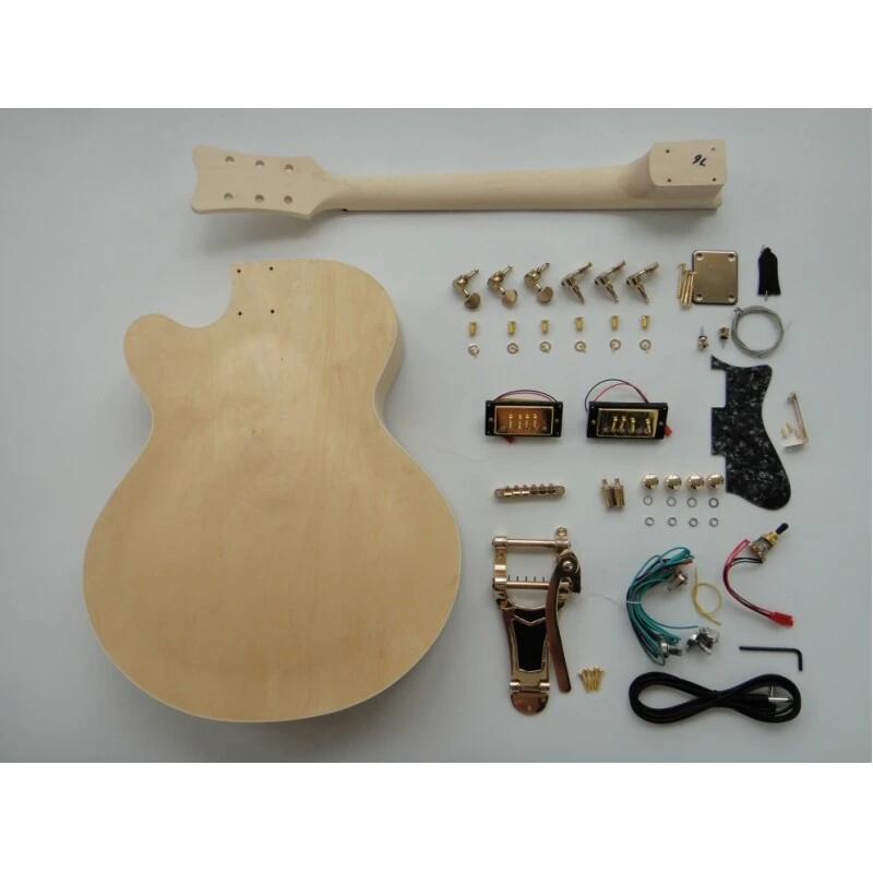 Afantile Maple Plywood with Flamed Maple Veneer Hollow Body DIY Guitar Kit
