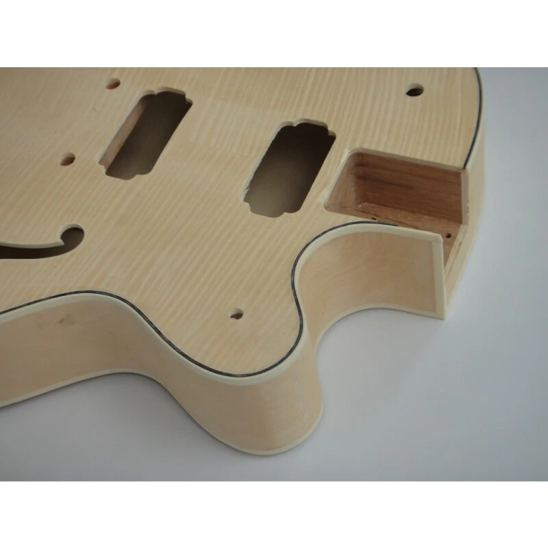 Afantile Maple Plywood with Flamed Maple Veneer Hollow Body DIY Guitar Kit