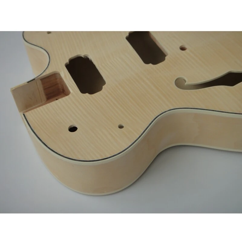 Afantile Maple Plywood with Flamed Maple Veneer Hollow Body DIY Guitar Kit