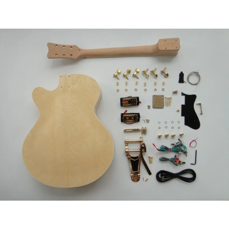  Afantile Maple Plywood Body with Spalted Maple Veneer Gold Hardware DIY Guitar Kit