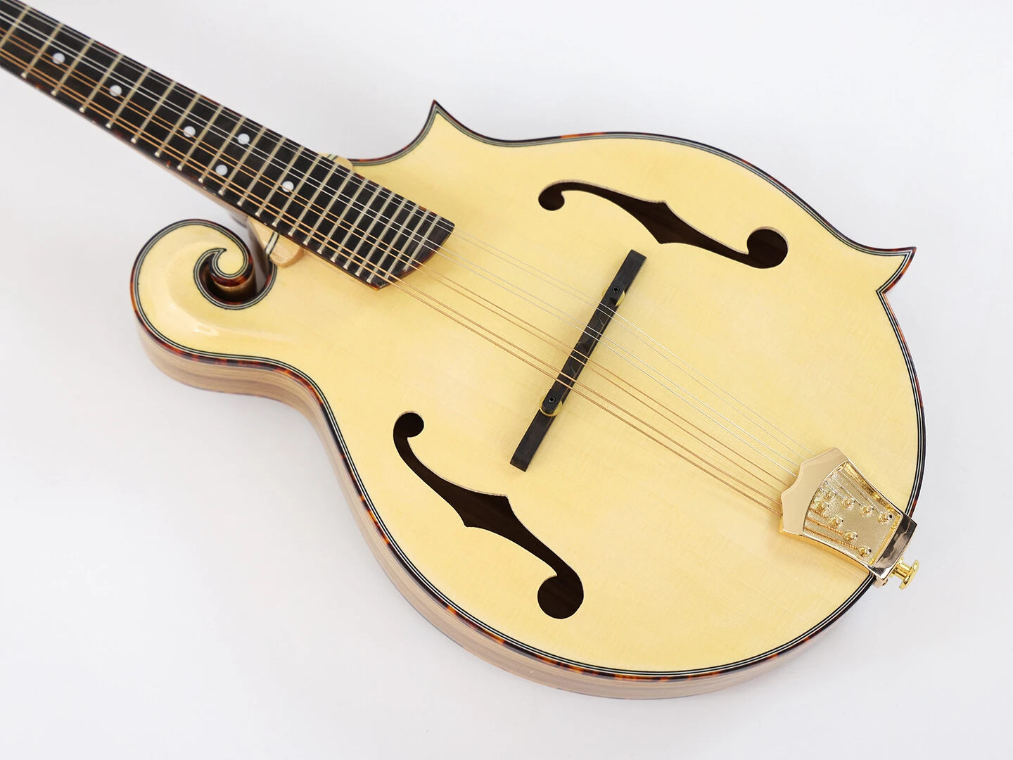 Afanti AAA Mandoline en bois de zèbre massif sculpté à la main (dos et éclisses)