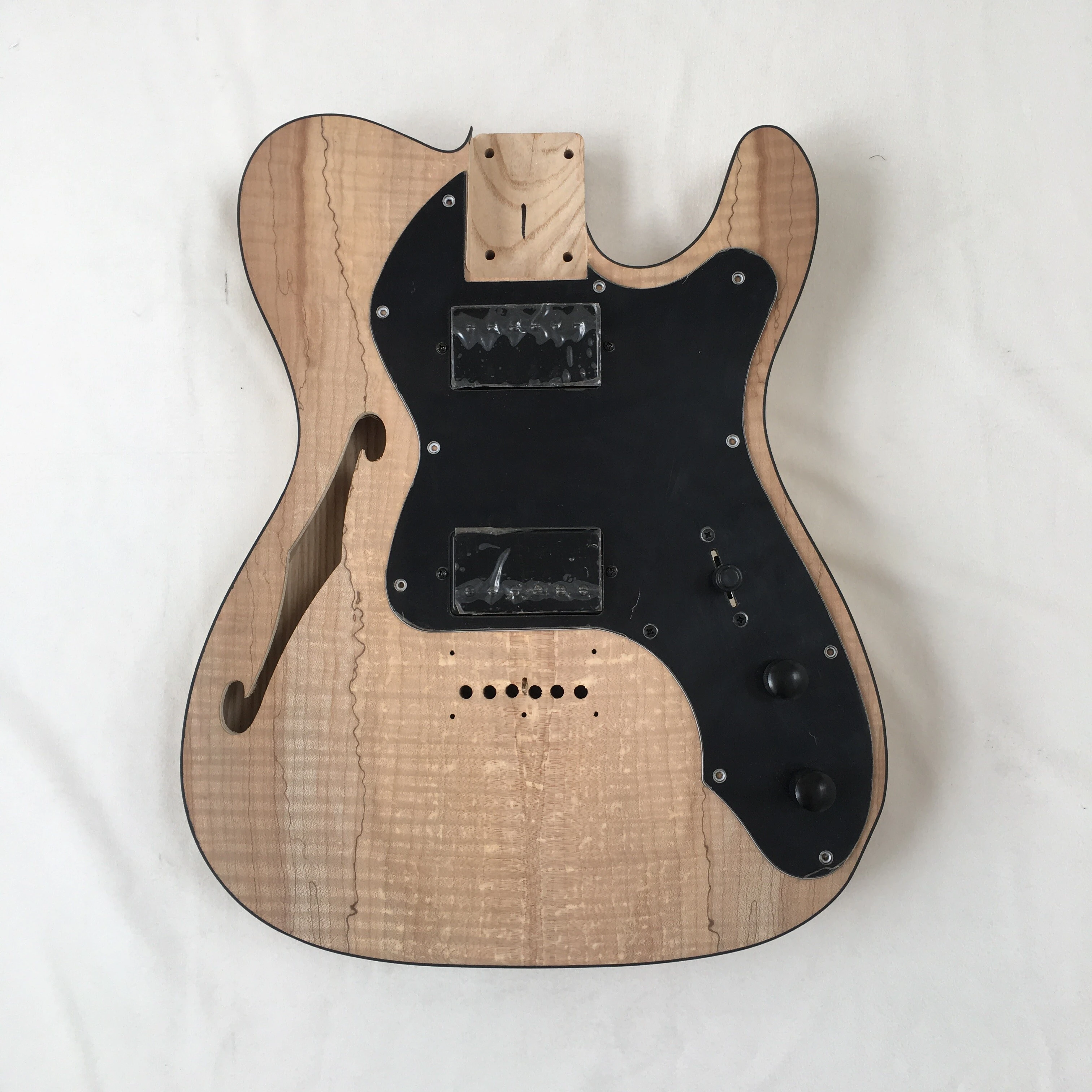 Kit de guitare électrique semi-creuse en frêne avec placage en érable spalté