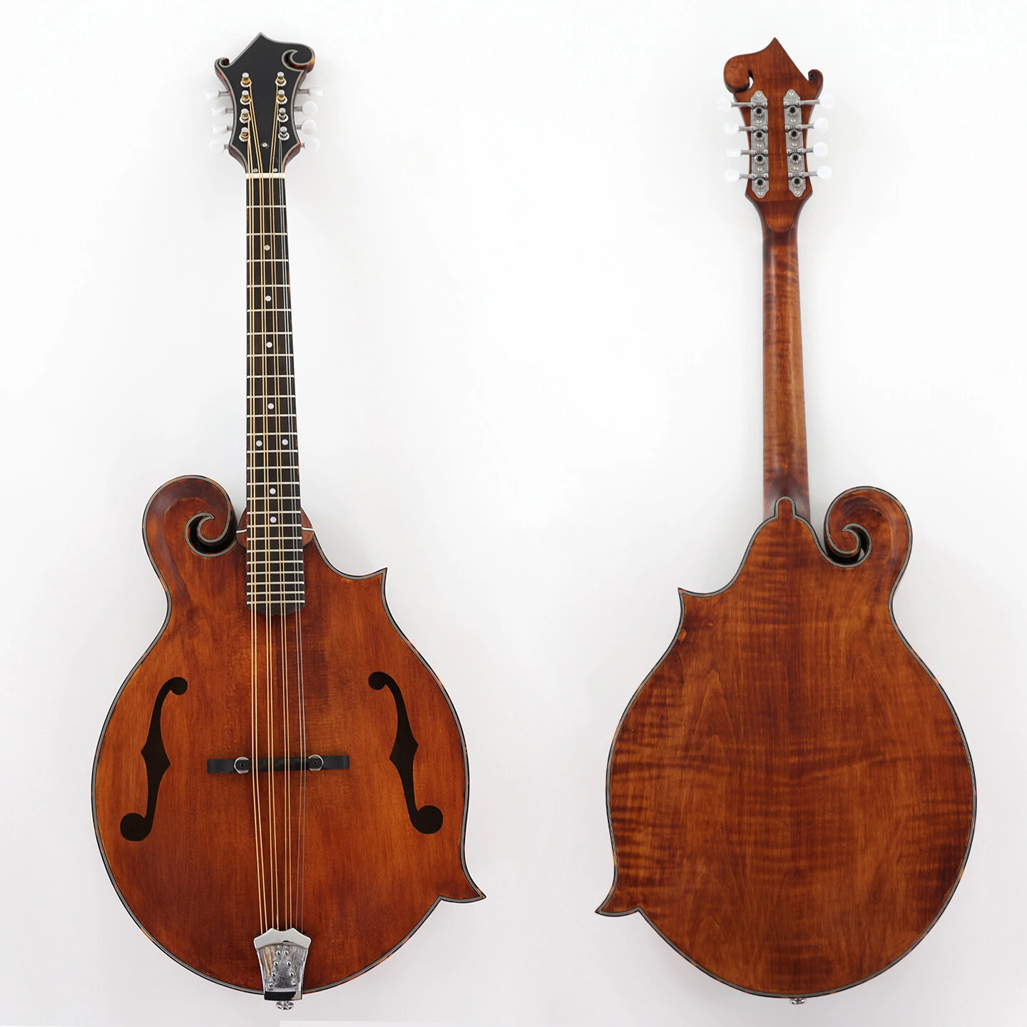 Mandoline Octave Brown entièrement massive avec dos et côtés en érable flammé