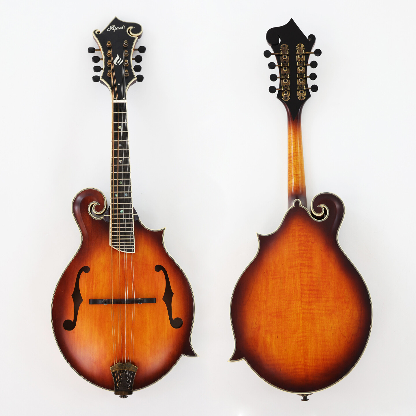 Afanti Solid Hand-Carved AB Flamed Maple Back and Side F Mandolin (mandoline en fa)