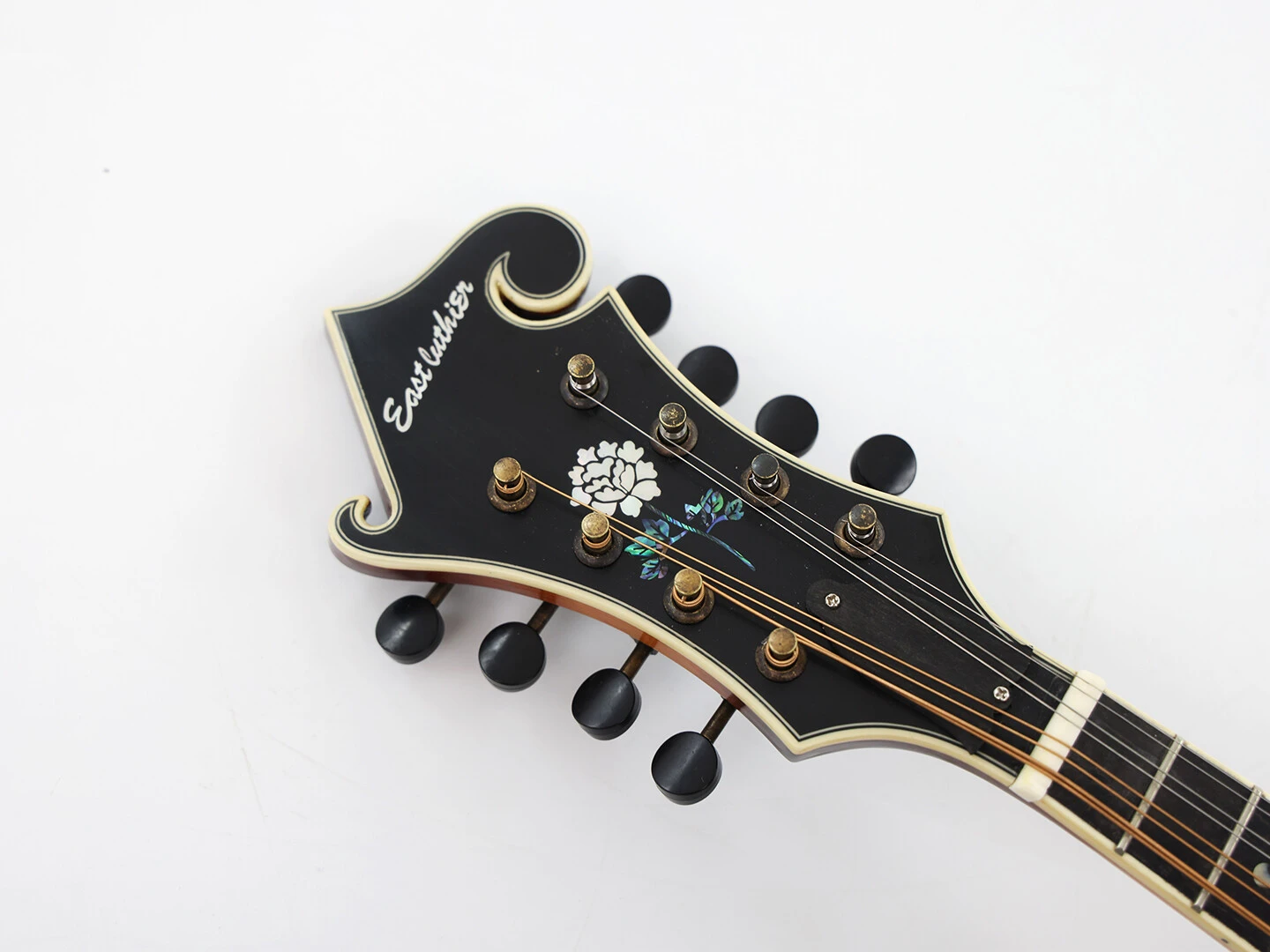 East Luthier Mandoline F en érable flammé massif avec manche en queue d'aronde Sunburst