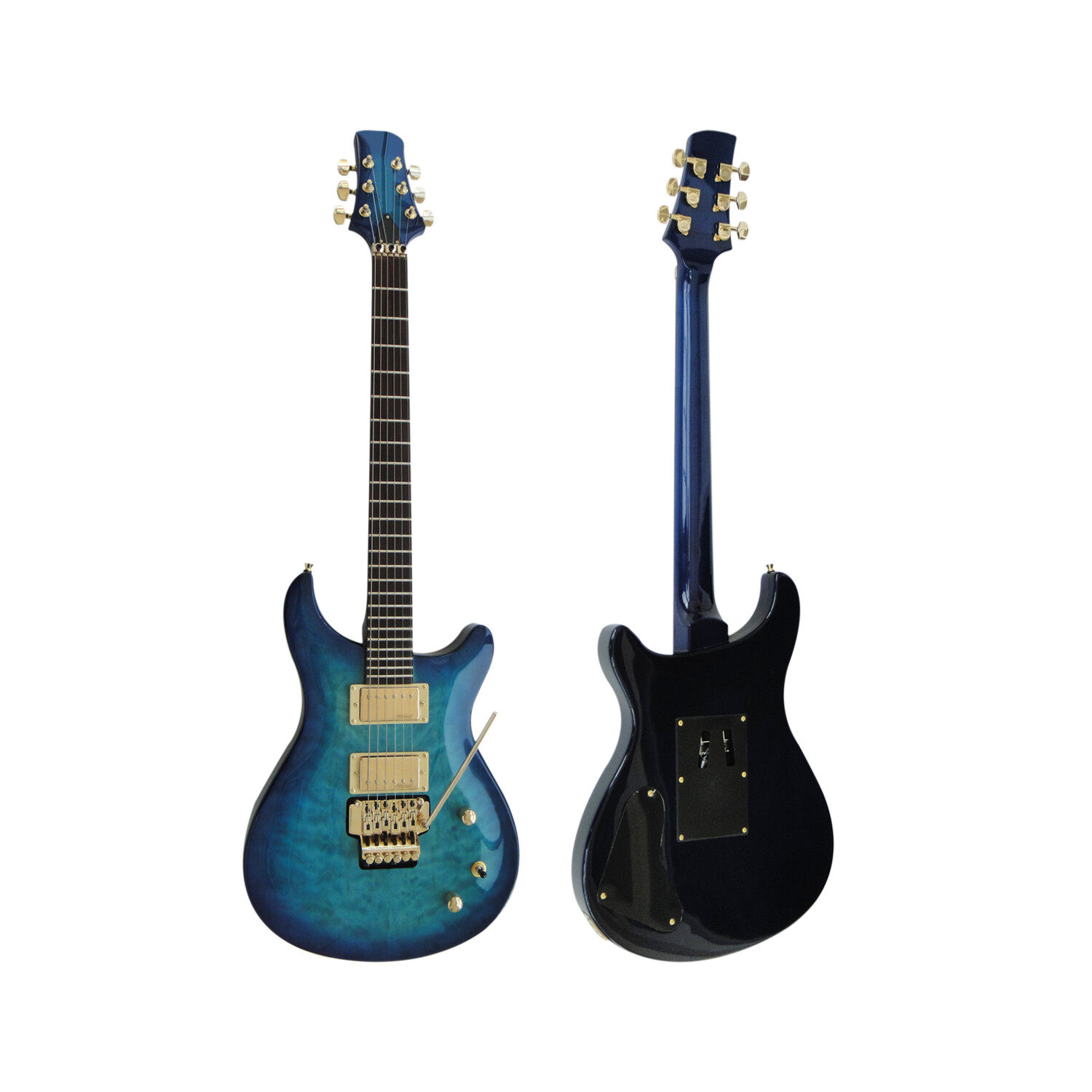 Guitare électrique Afanti en acajou avec manche en tilleul et placage d'érable matelassé