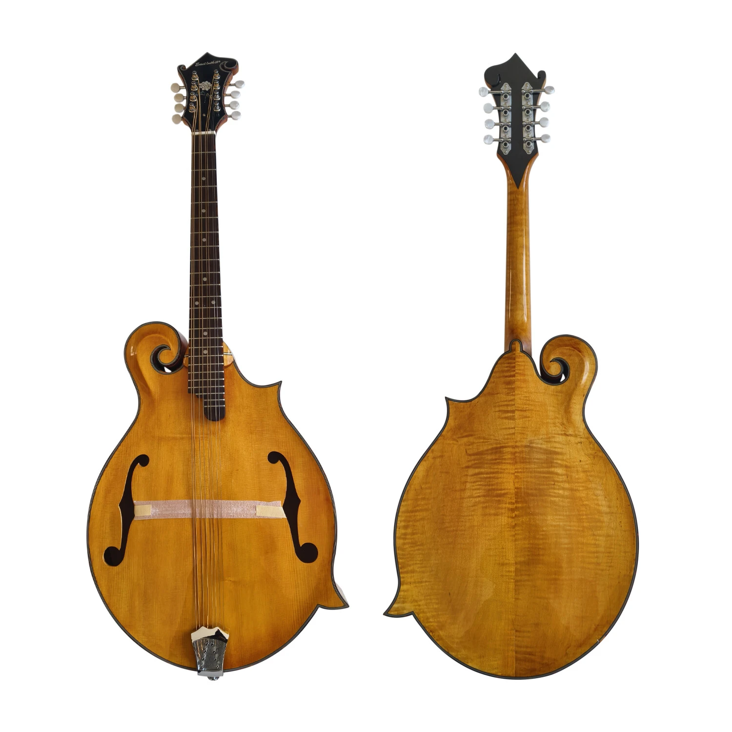 Afanti Mandoline Octave Style F en bois massif avec dos et éclisses flammés et ouïe en F