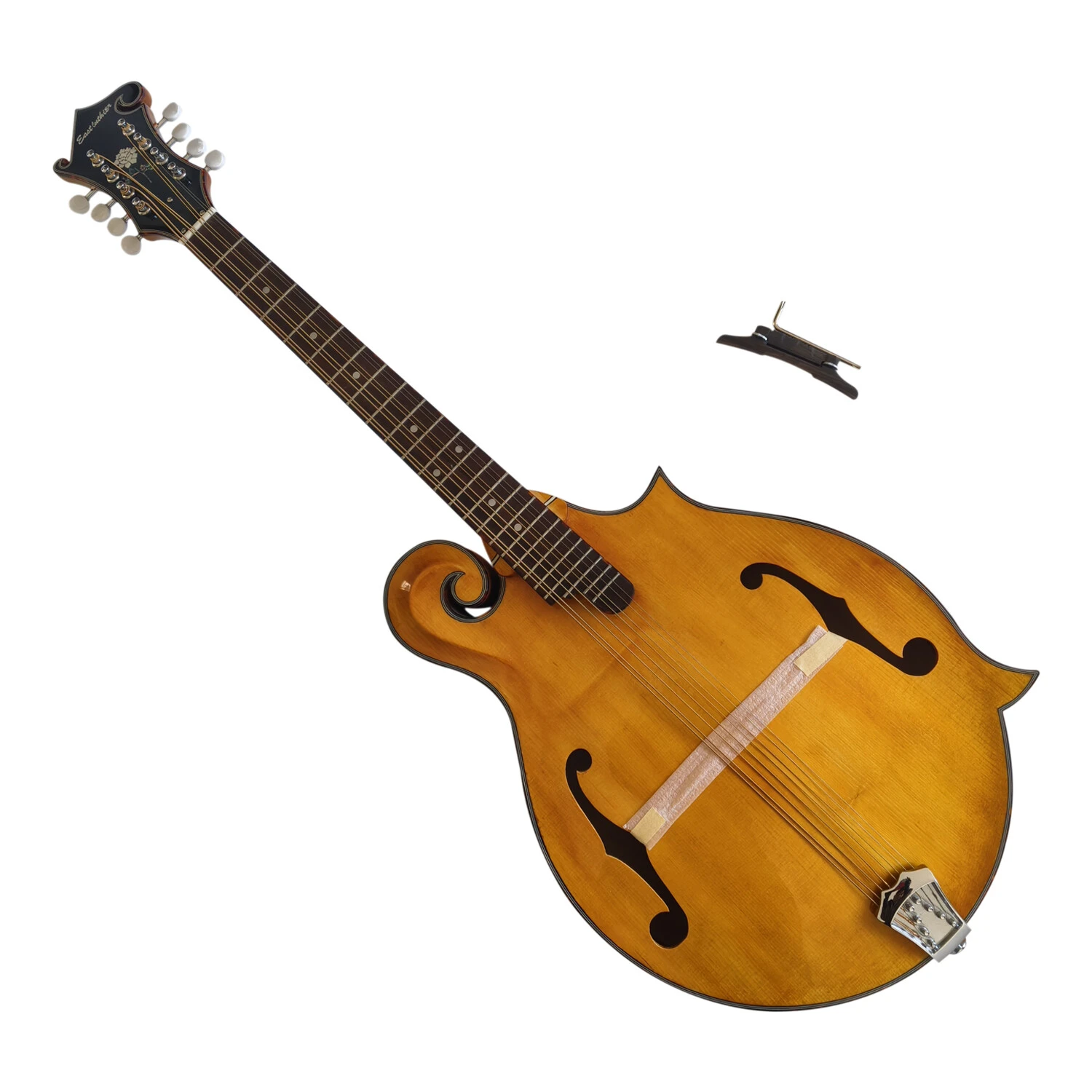 Afanti Mandoline Octave Style F en bois massif avec dos et éclisses flammés et ouïe en F