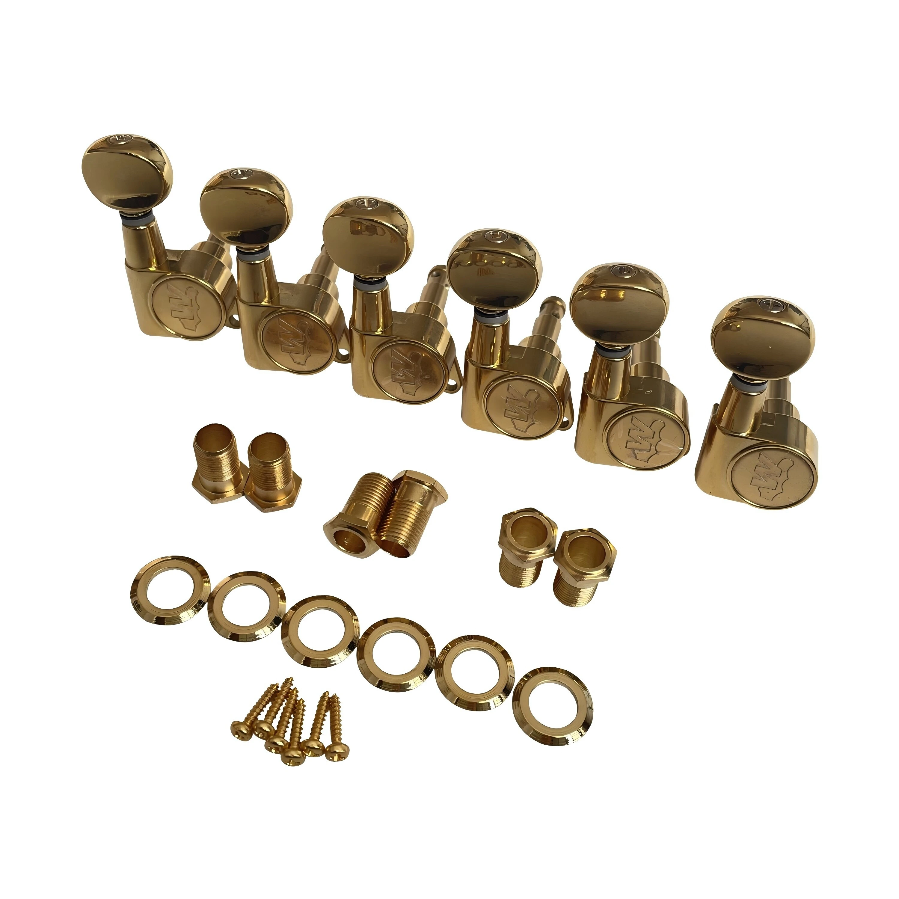 Afanti 6R Inline Gold Guitar Tuner for 10mm Machine Head Holes Electric Guitars