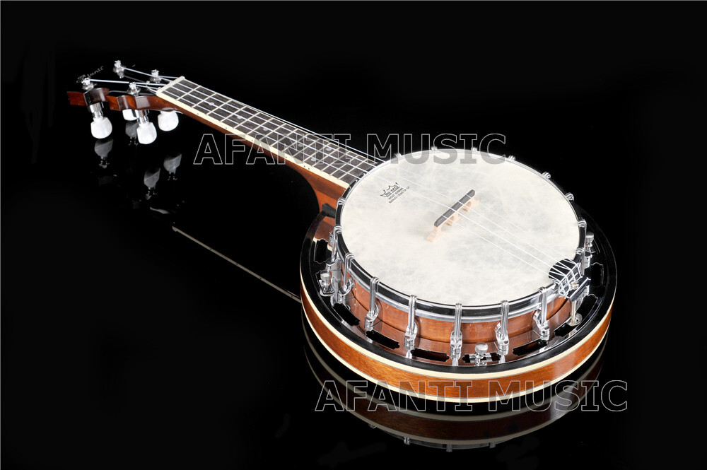 Banjo 4 cordes courte échelle à cerclage en acajou et anneau de ton fer Afanti