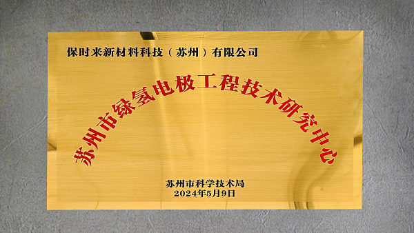 2024 Suzhou Green Hydrogen Electrode Engineering Technology Research Center Award