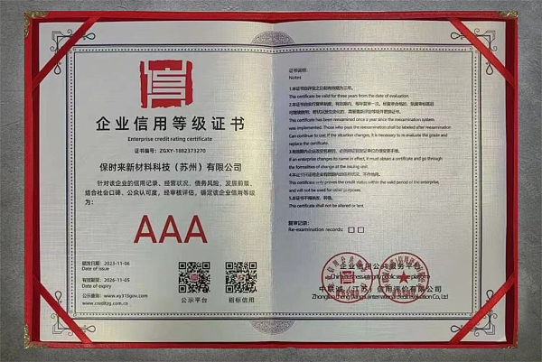Enterprise credit rating certificate