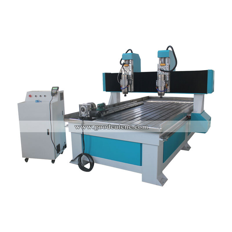 GC1325-2H-TR Routeur CNC pour bois à double broches indépendantes 1325 avec dispositif rotatif à 4 axes