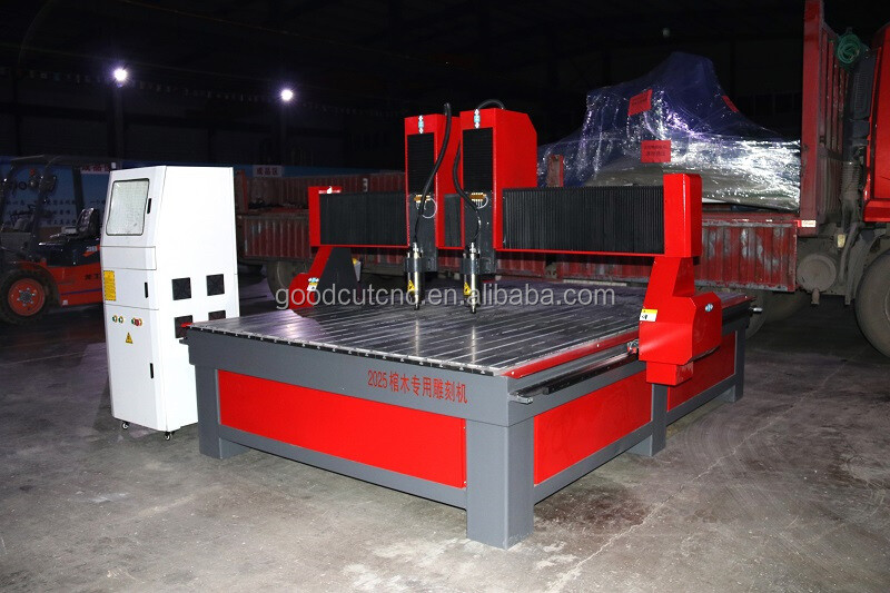  GC2025-2H Machine de Routeur CNC de grande taille à double tête indépendante pour sculpture sur bois pour la fabrication de cercueil