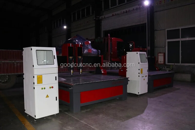  GC2025-2H Machine de Routeur CNC de grande taille à double tête indépendante pour sculpture sur bois pour la fabrication de cercueil