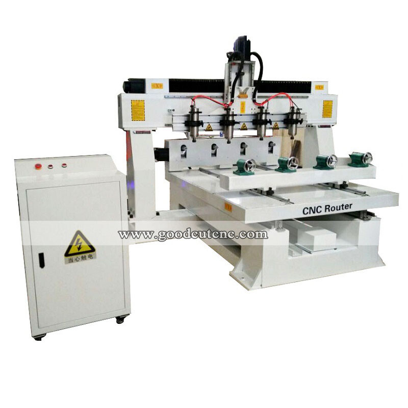 GC1225-4R Routeur CNC 3D de 4 têtes rotatives, 4 axes, 4 broches pour pieds de chaise et de table en bois