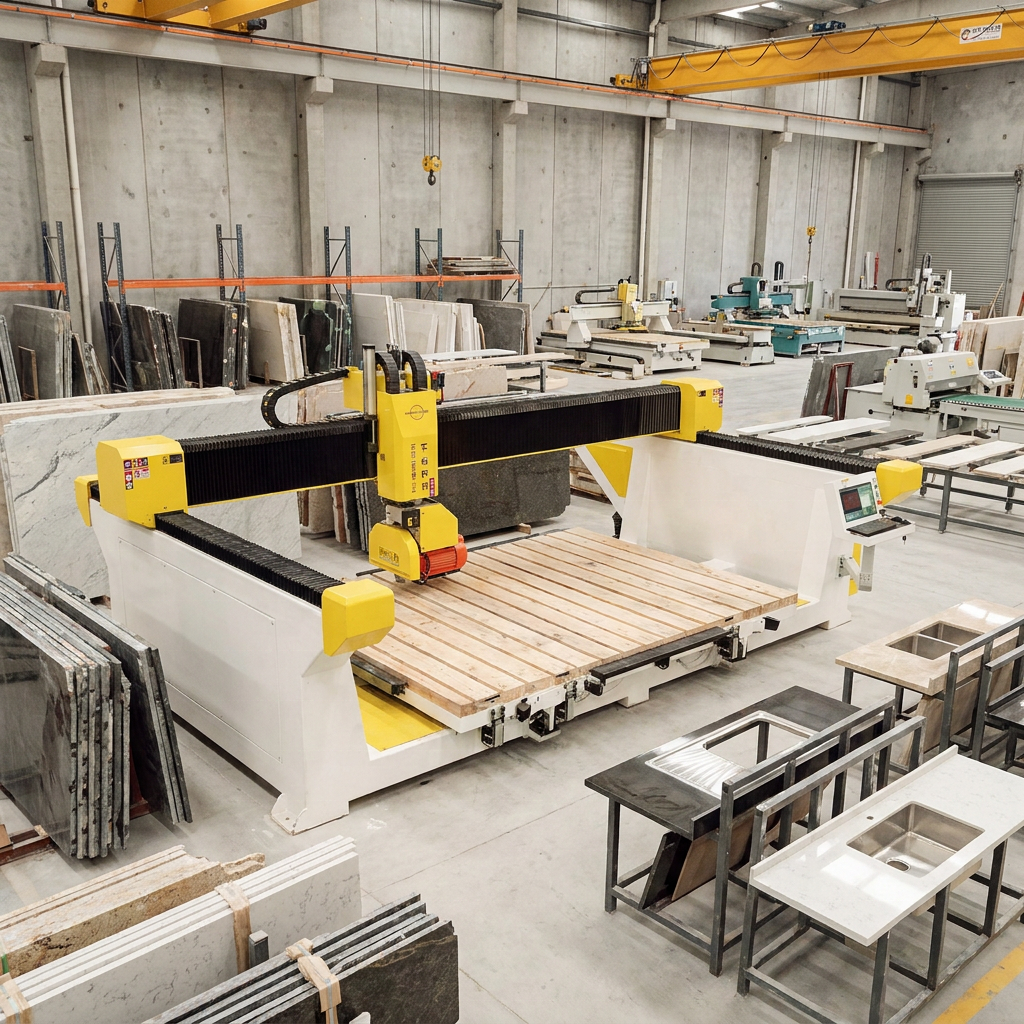 Machine de découpe à pont CNC GC3220B 5 axes pour pierre marbre, granit, céramique, carrelage, dalle, plan de travail de cuisine, évier, plaque de cuisson