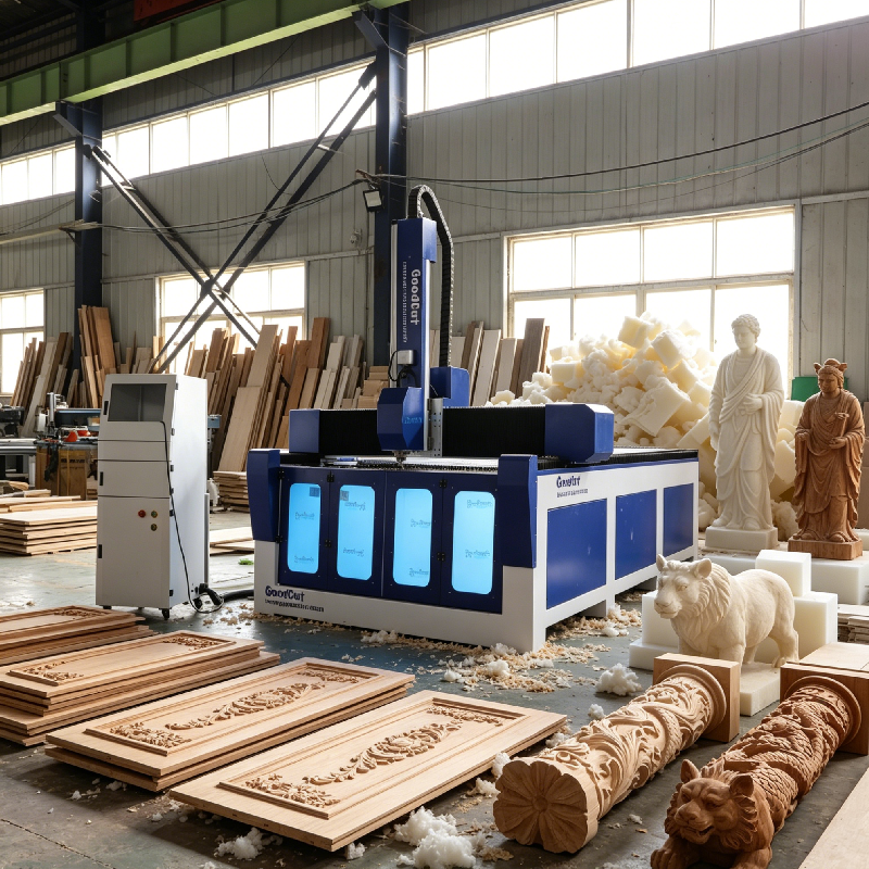 Machine de routeur CNC 4 axes GC1325-4F avec dispositif rotatif pour mousse EPS