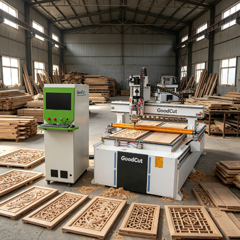 Routeur CNC ATC linéaire GoodCut GC1325ATC avec changeur d'outils pour la fabrication de portes d'armoires de cuisine