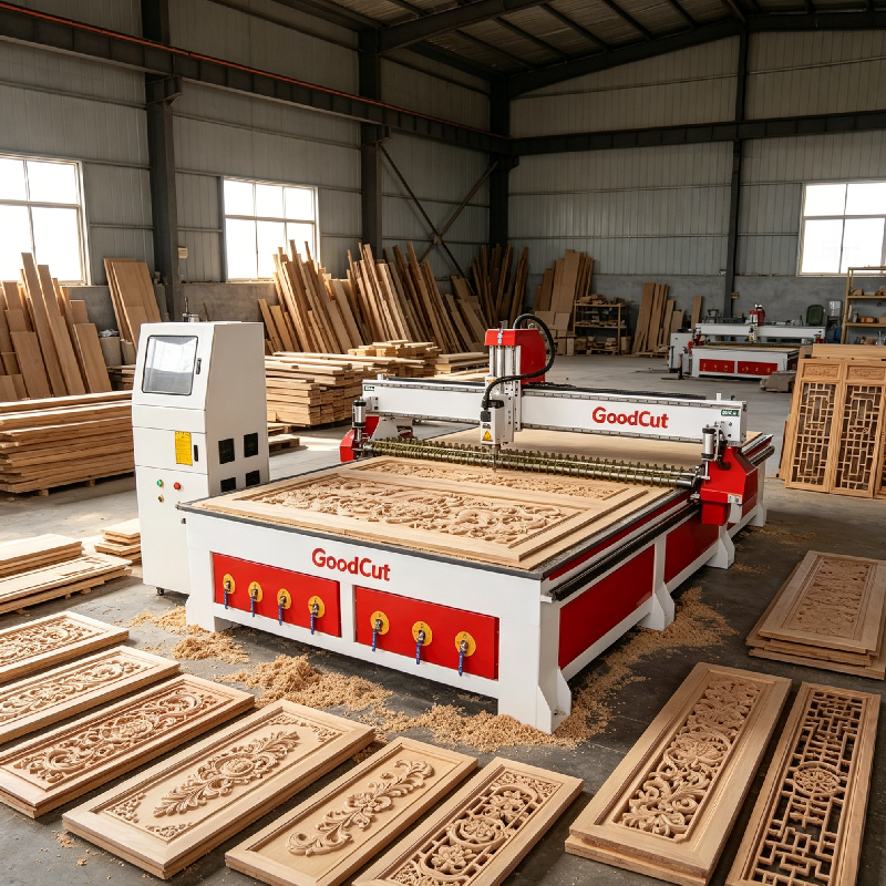 GC2030V Fraiseuse CNC grand format 2000*3000mm Surface de travail avec rouleau presseur pour bois MDF acrylique