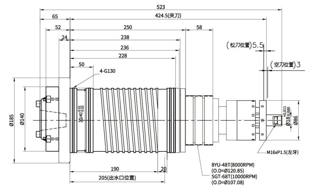 GSPRB40017-BT40-140-Central Outlet