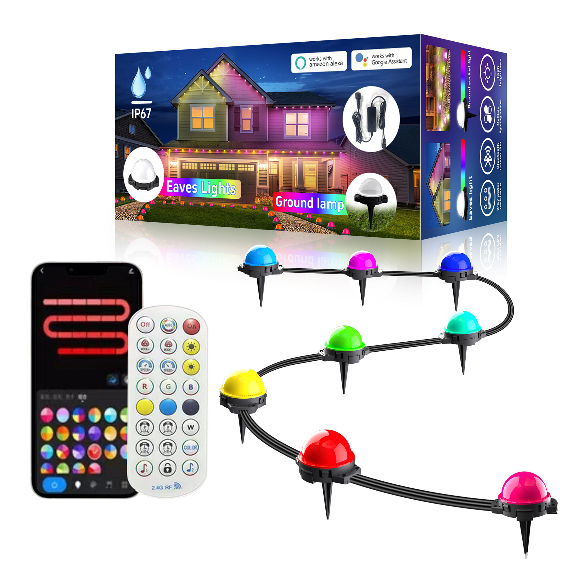 Cross-border popular IP67 lawn ground plug light / 2.4G graffiti WIFI dual-mode RGB fantasy lawn ground plug light