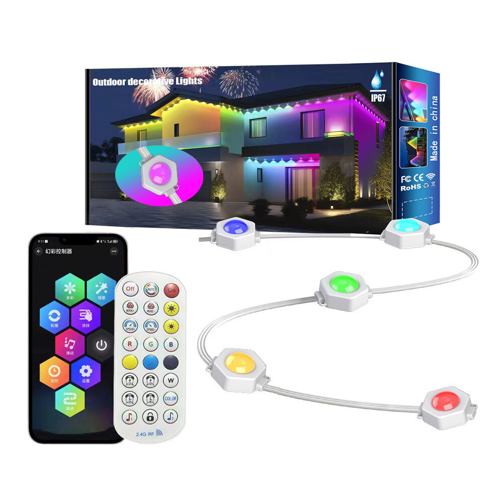 Permanent Outdoor Lights for House 100ft,72LEDS IP67 Waterproof Outside Lights  Smart RGB SURPLIFE WIFI Eaves Lighting for Christmas All Holiday Decorations