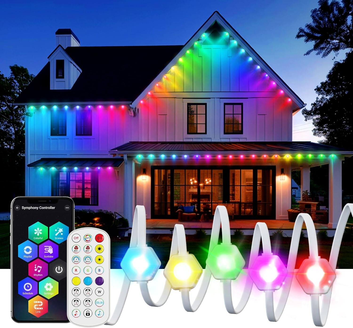 Amazon's hot-selling outdoor graffiti WiFi dual-mode RGB fantasy IP67 eaves light eaves atmosphere light