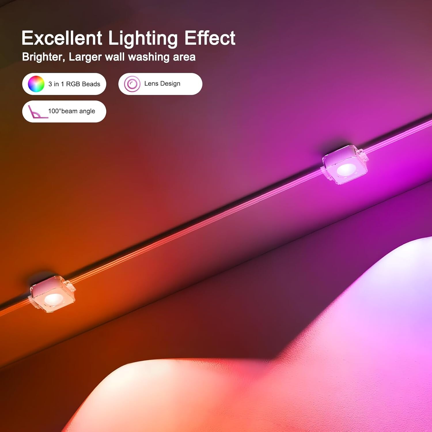 Permanent Outdoor Lights, 50ft with 30 LED Lights, Smart Outdoor House Lights with 66 Scene Modes, IP67 Waterproof Eaves Lights, Compatible with Alexa, Google Assistant