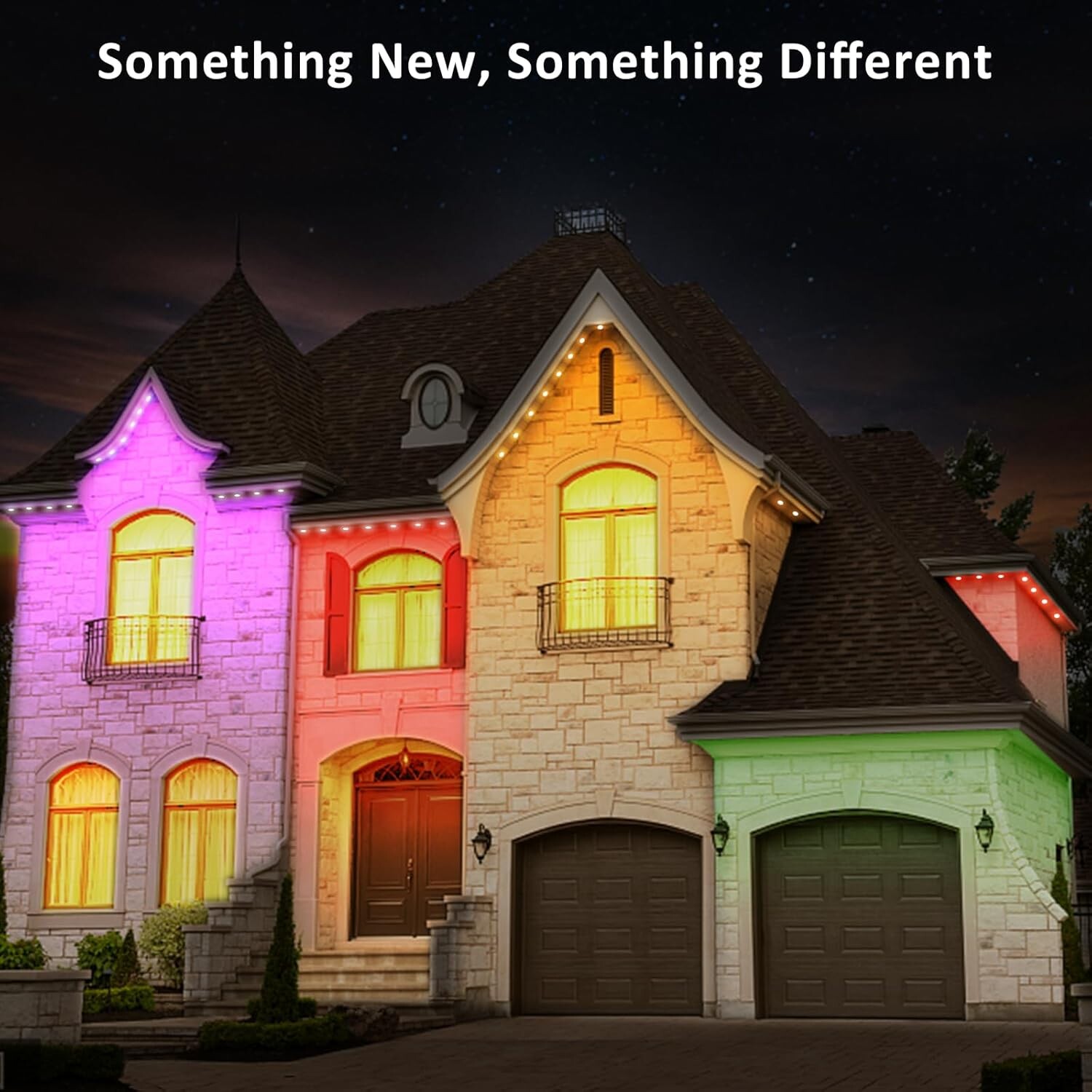 Permanent Outdoor Lights, Smart RainbowColor RGB IC Light, 50ft with 40 LED Eaves Lights IP67 Waterproof for Holidays, Christmas, Daily Lighting, WiFi APP Voice Control