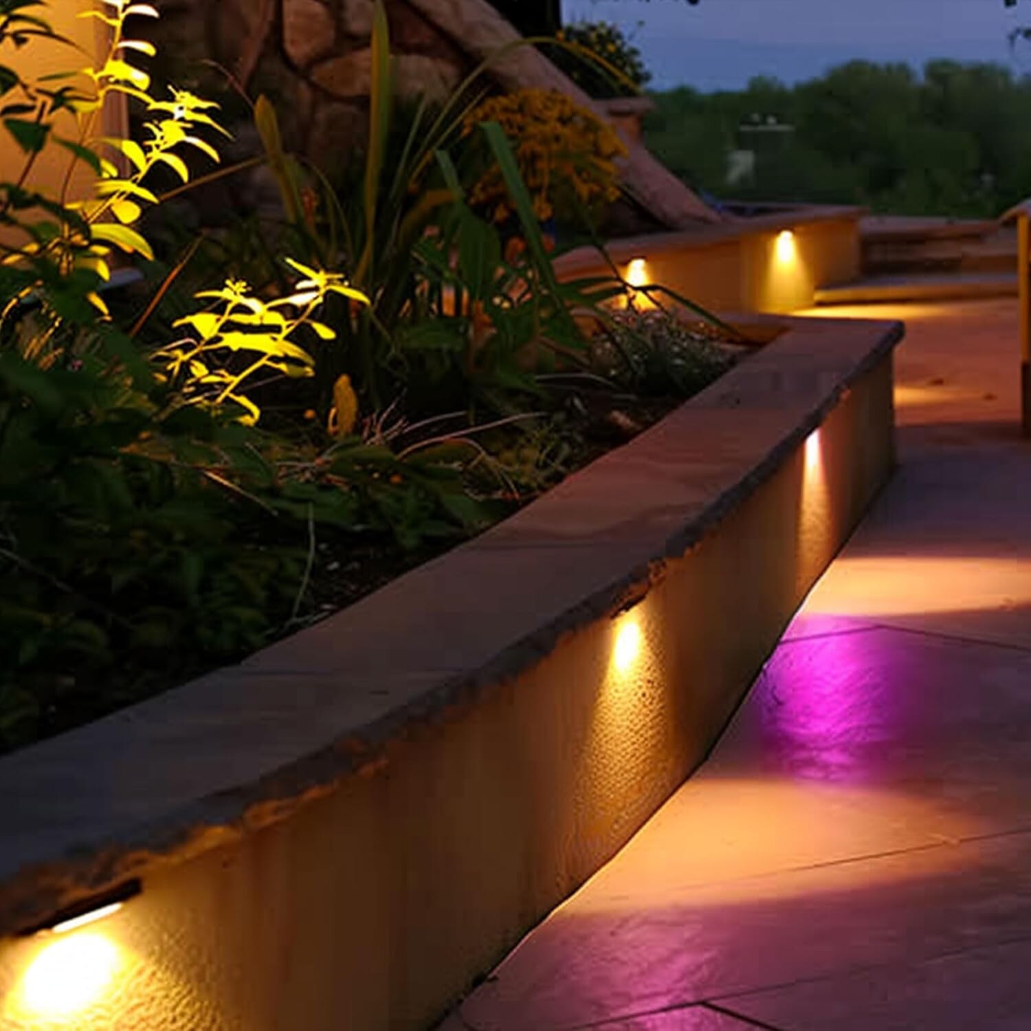 8 Pack 7 inch RGB LED Hardscape Lighting Step Lights Retaining Wall Lights with Color Changing & Warm White Mode Low Voltage Landscape Paver Lights Waterproof Deck Lights for Outside Stairs