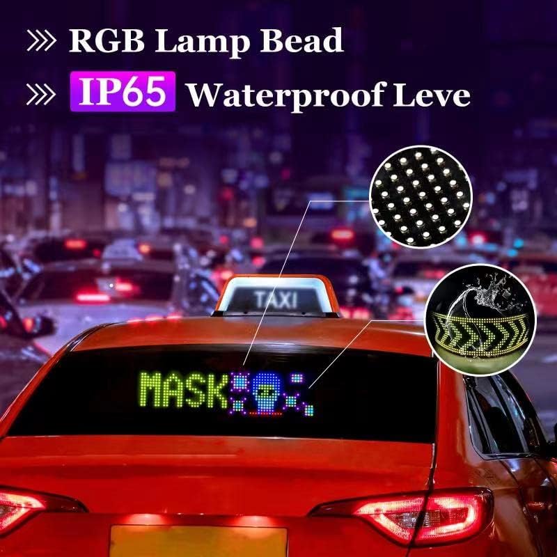 LED Car Sign, Programmable LED Matrix Panel FPCB Flexible Screen Display Animation Message Scrolling Sign APP Control for Cars, Shop, Bar, Party Festival 14.6