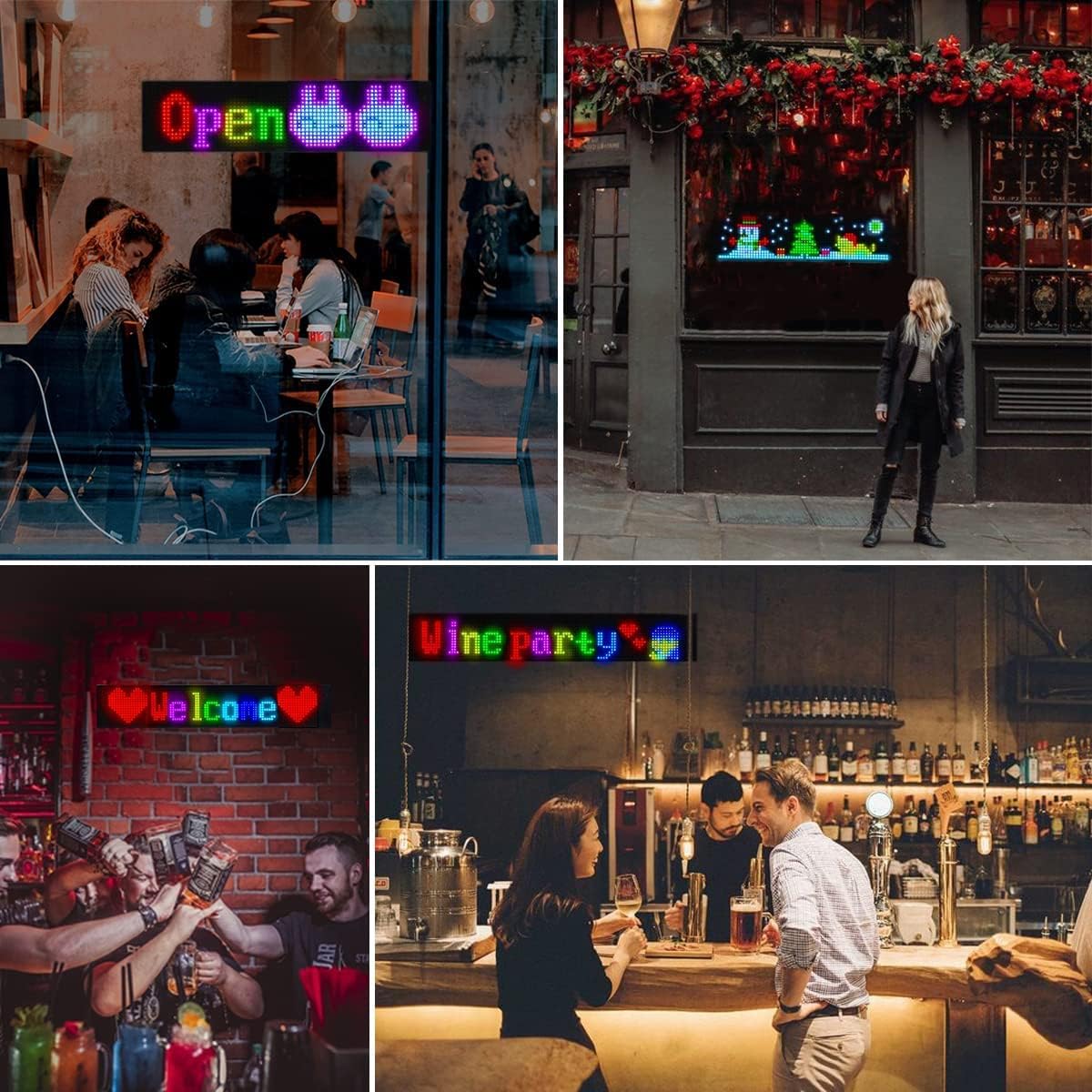 LED Car Sign, Programmable LED Matrix Panel FPCB Flexible Screen Display Animation Message Scrolling Sign APP Control for Cars, Shop, Bar, Party Festival 14.6