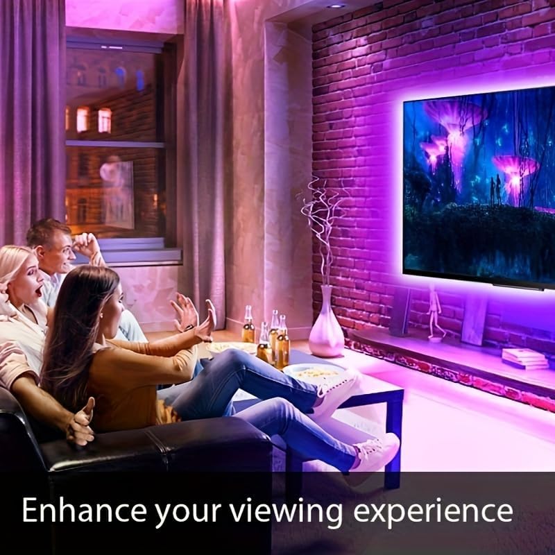 TV LED Backlight Syncs with The Screen, TV Lights Change Along with The TV, Follows The Audio Rhythm, Controllable Via App, Supports HD 4K30,12.5ft for 55-65 Inch Indoor TV
