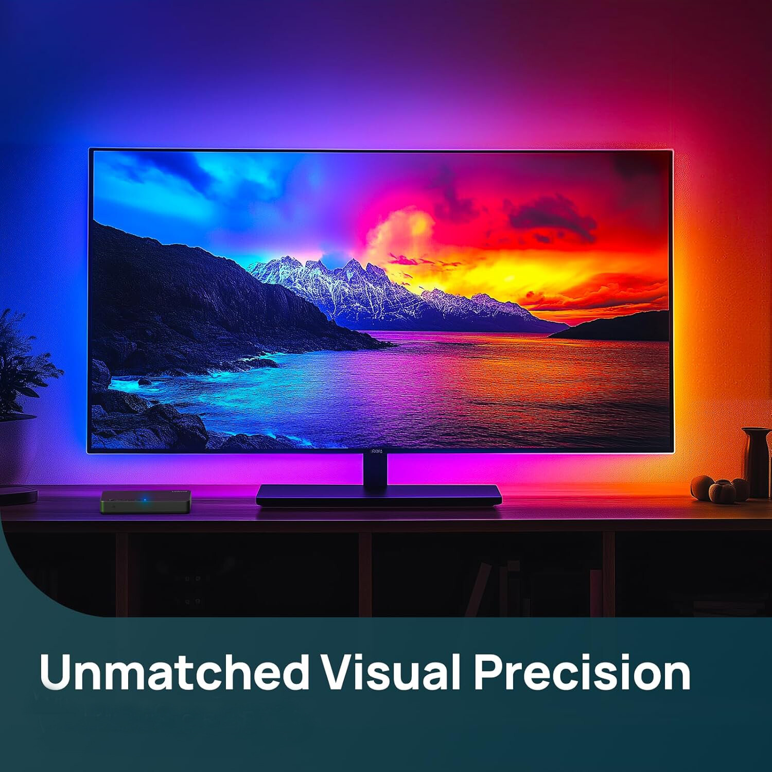 TV LED Backlight Syncs with The Screen, TV Lights Change Along with The TV, Follows The Audio Rhythm, Controllable Via App, Supports HD 4K30,12.5ft for 55-65 Inch Indoor TV
