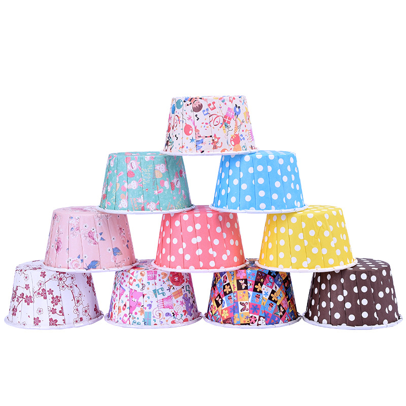 Coated paper large roll mouth muffin cup with cover cake roll edge coated paper cup oven high temper
