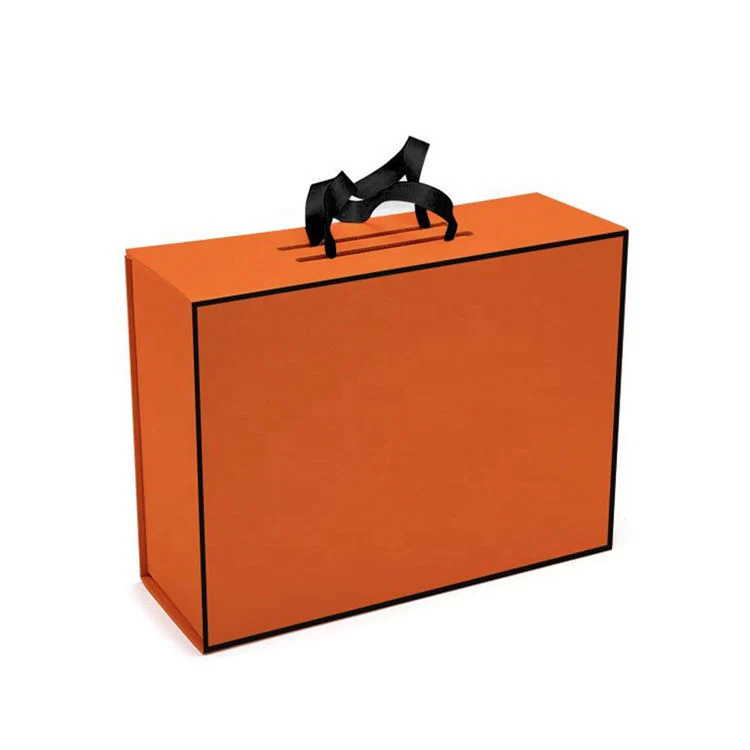 rigid cardboard foldable magnetic closure clamshell packaging boxes