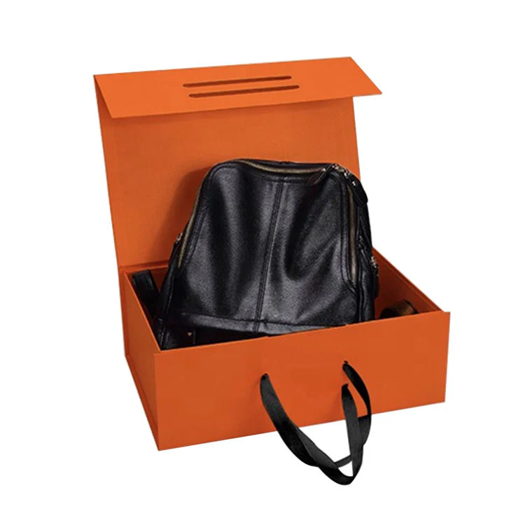 rigid cardboard foldable magnetic closure clamshell packaging boxes