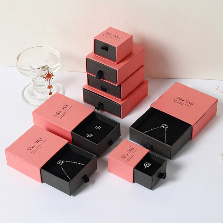 Jewelry Box Sliding Drawer Earring Bracelet Packaging Cardboard Gift Box