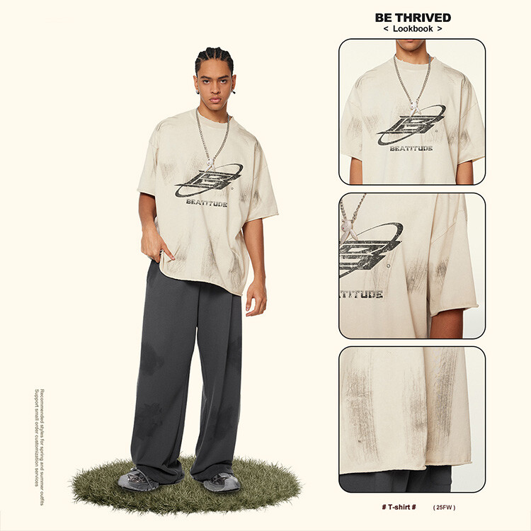 Heavy-duty washed t-shirt customization for men