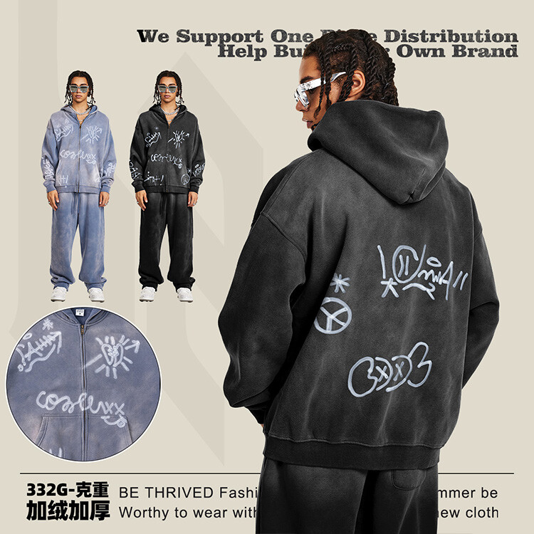 Customized men's zipper hoodies