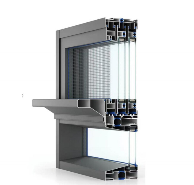 X121 带窗台的时尚三轨铝合金推拉窗