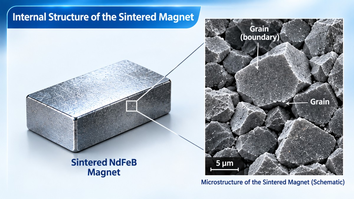internal-structure -of-a-neodymium-magnet Why Are Neodymium Magnets Brittle? Causes of Cracking and Breakage