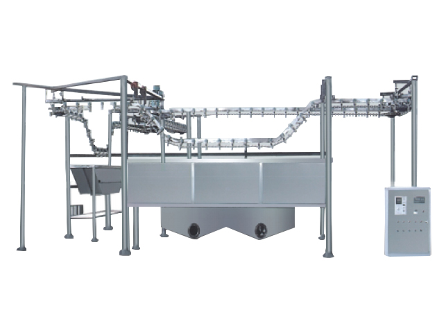 Suspended chicken and duck frying production line