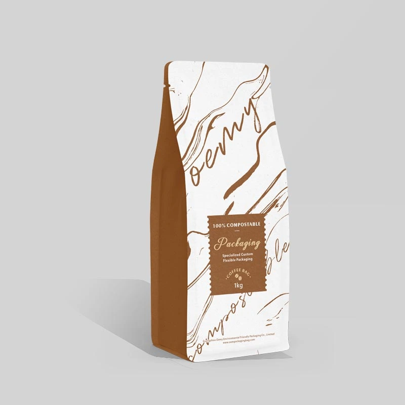 Compostable flat bottom coffee bags