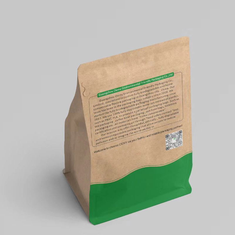 Environmentally friendly 250g biodegradable and compostable coffee bag with air valve