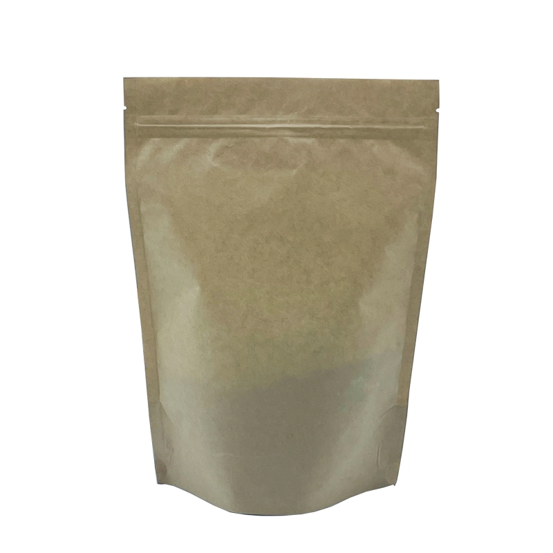 Kraft paper stand up zipper bag with window