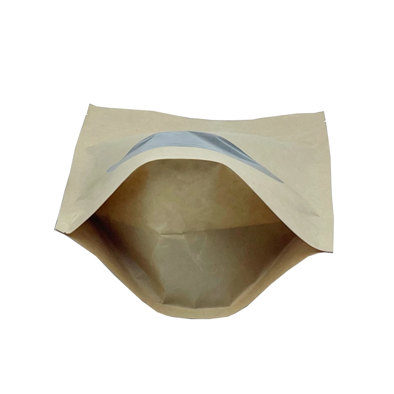 Kraft paper stand up zipper bag with window